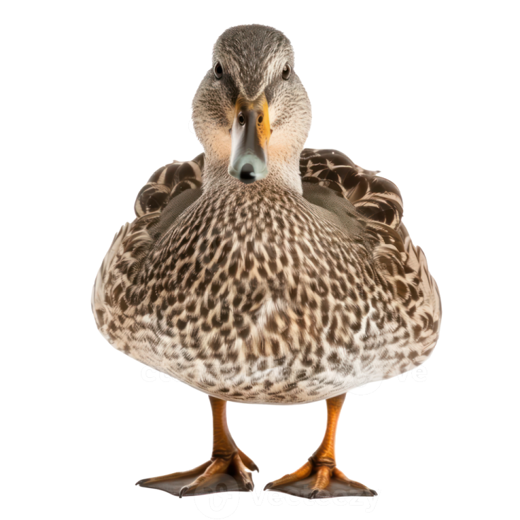 a duck standing in front of a white background