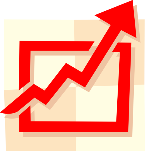 a chart with an arrow pointing upward