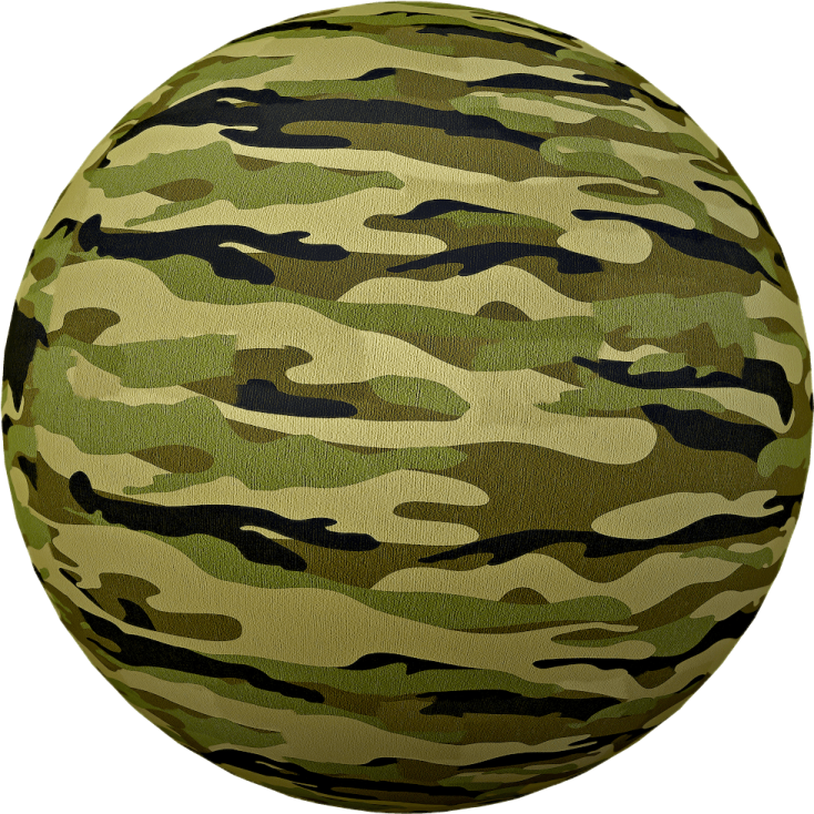 a camouflage ball on a white background
