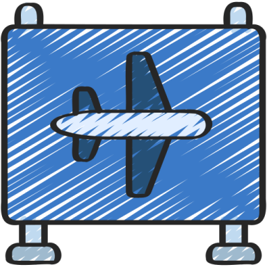a blue suitcase with an airplane on it