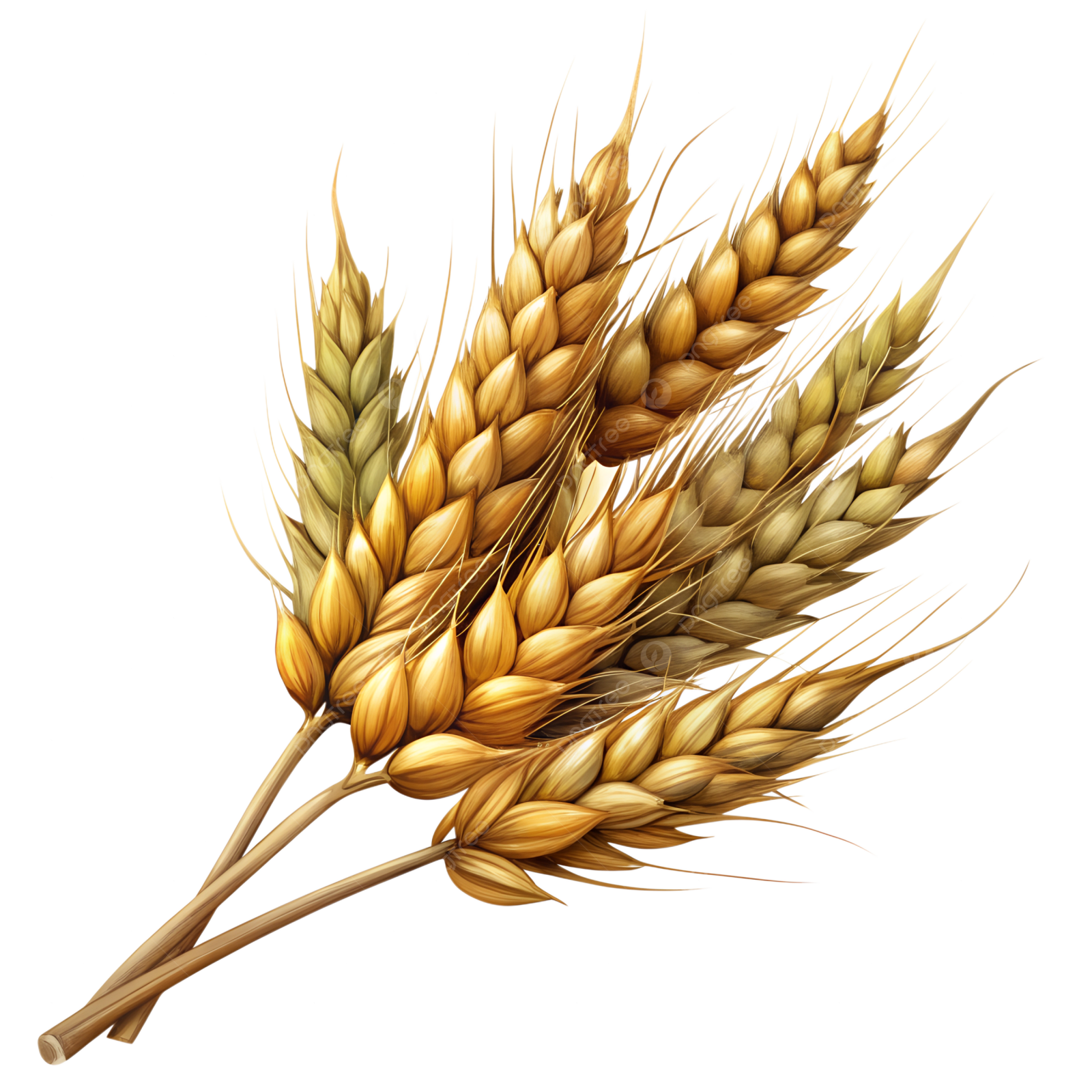 a bunch of wheat on a white background