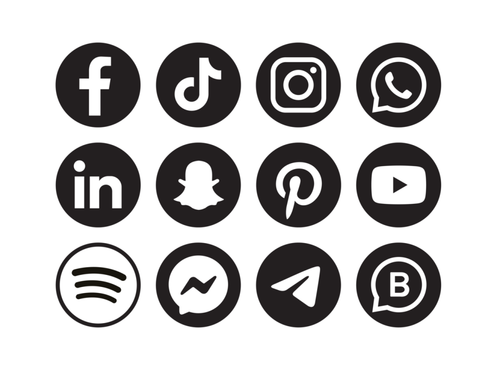 a set of black and white icons on a white background
