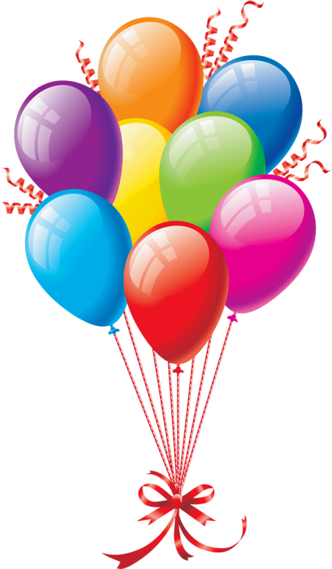 a bunch of colorful balloons with ribbons