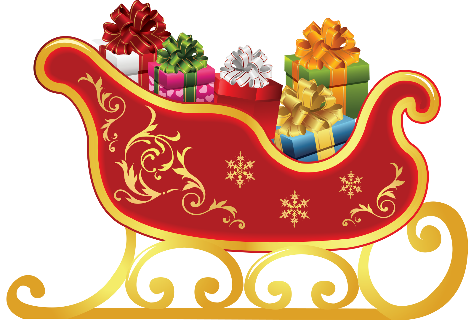 a red sler with presents in it