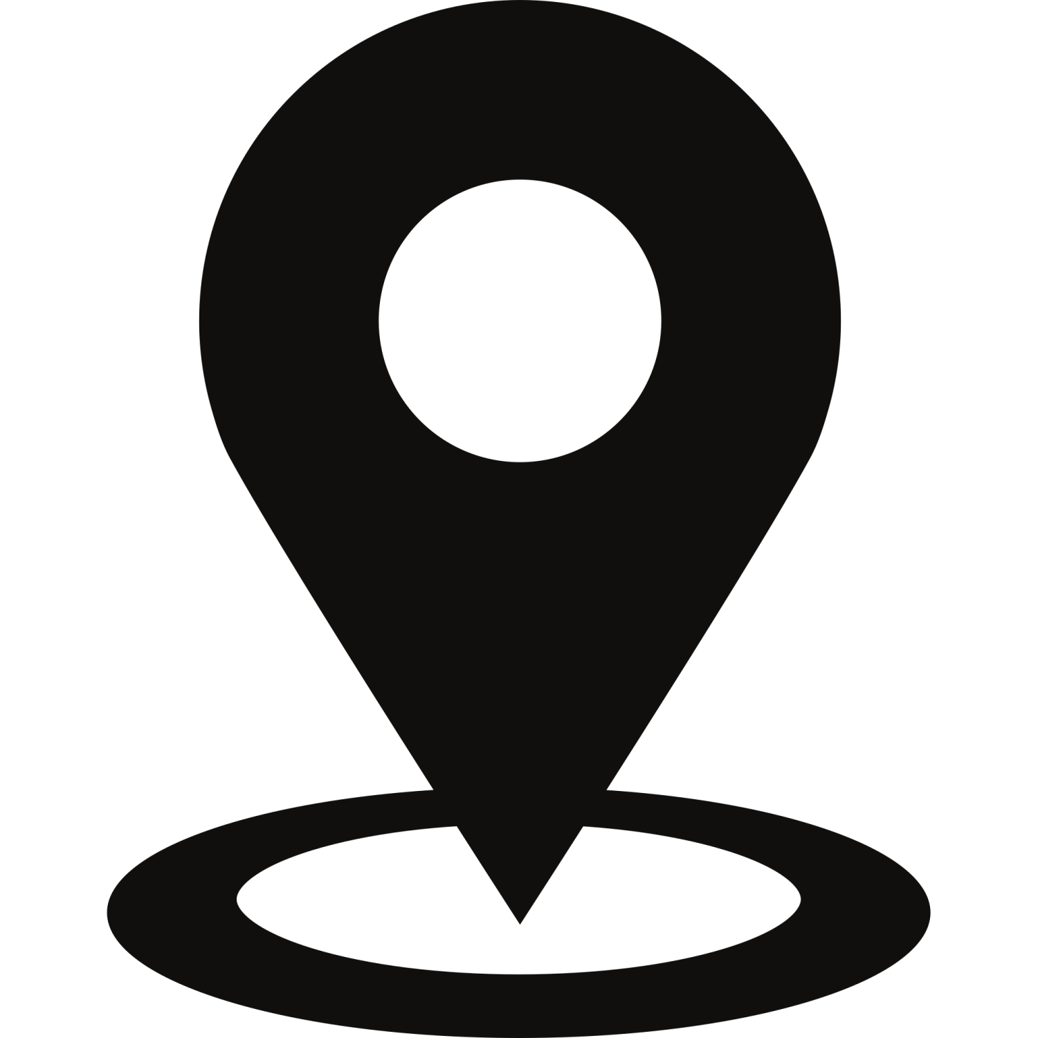 a black and white map pointer icon