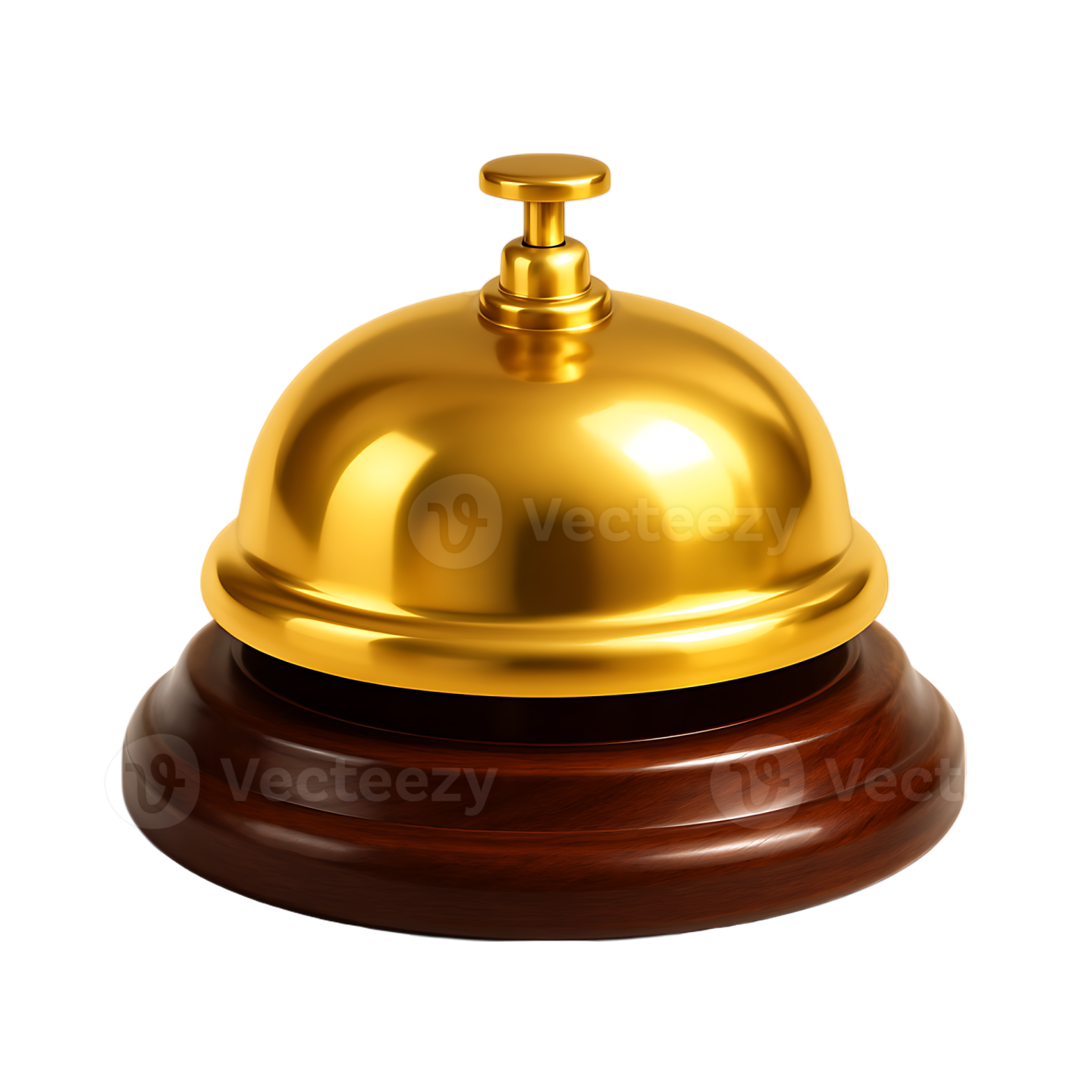 a golden bell on top of a wooden stand