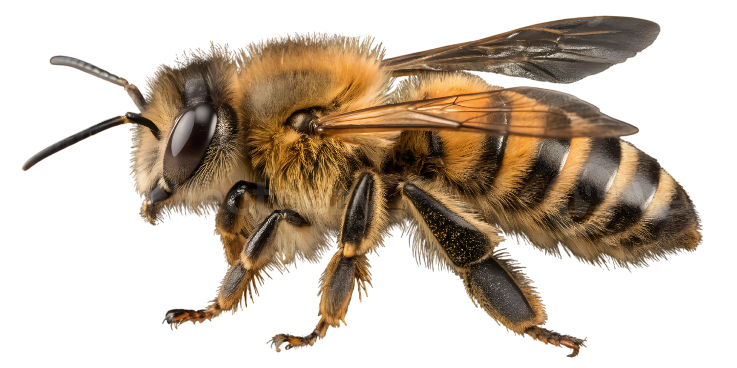 a bee on a white background