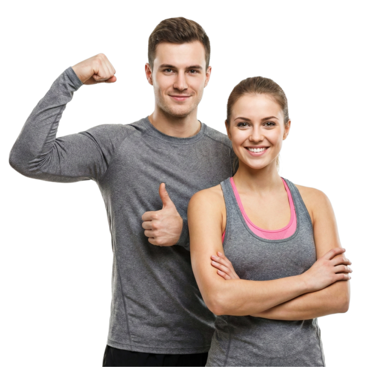 a man and woman posing for the camera