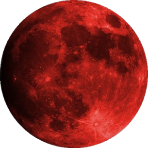 a red full moon with a white background