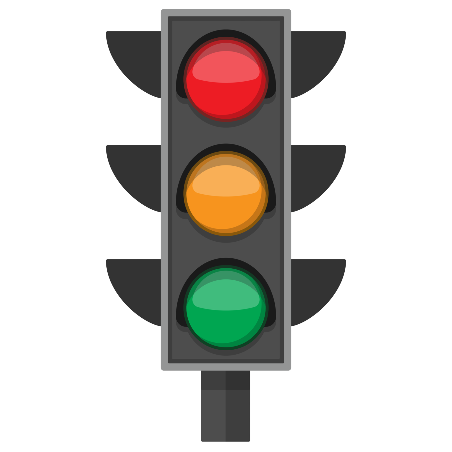 a traffic light with red, green and yellow lights