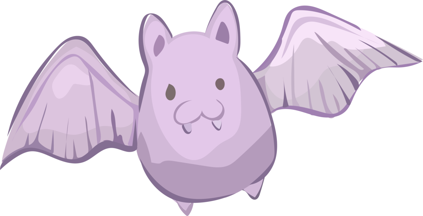 a purple bat with its wings open