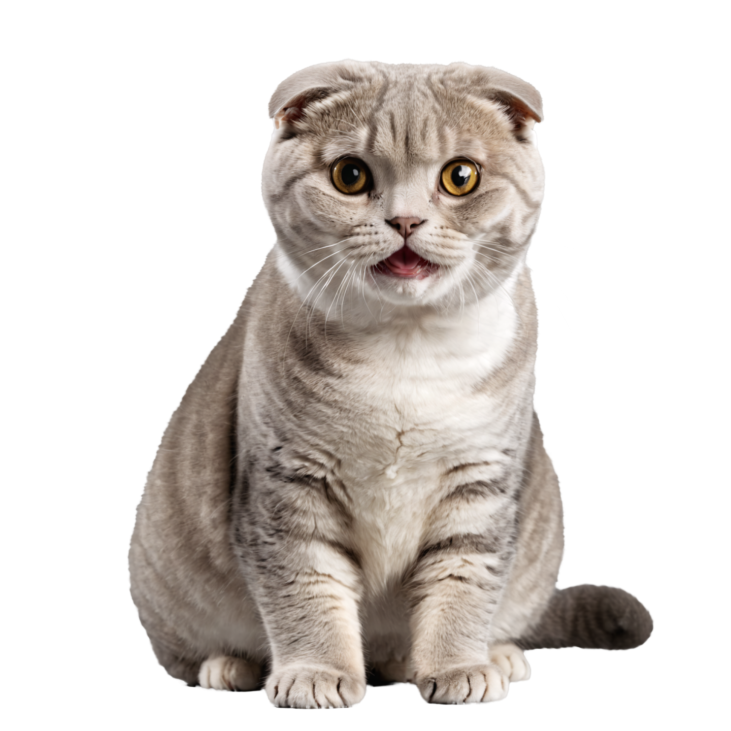 a gray and white cat sitting on the floor