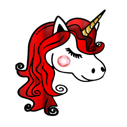 a drawing of a unicorn with red hair