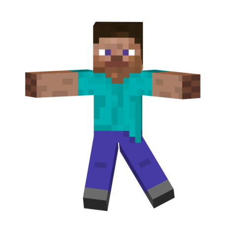 an image of a man in a blue shirt and purple pants