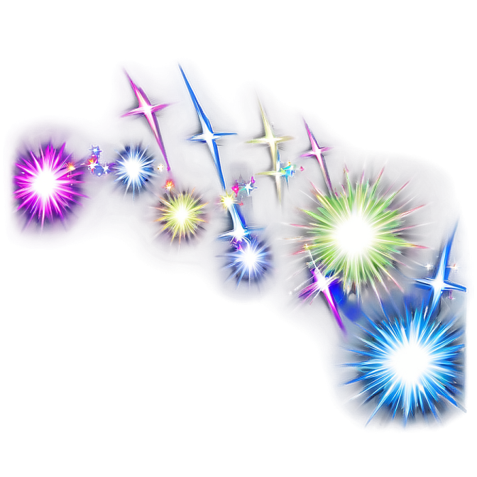 a bunch of colorful fireworks on a white background