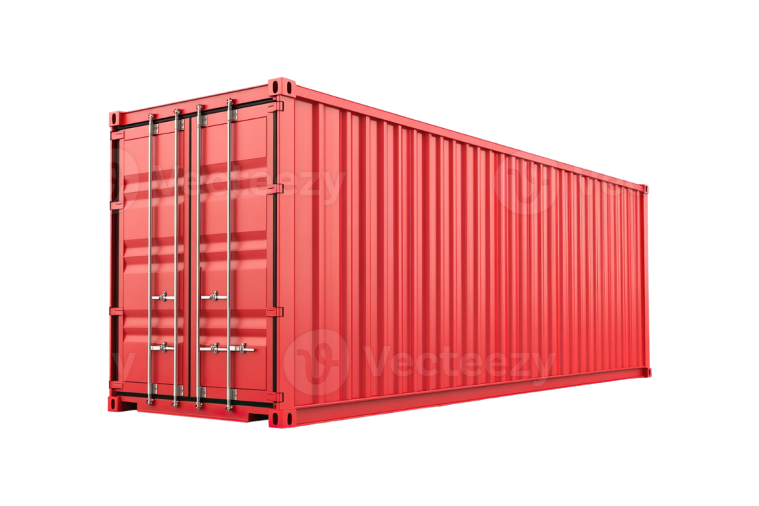 a red shipping container on a white background
