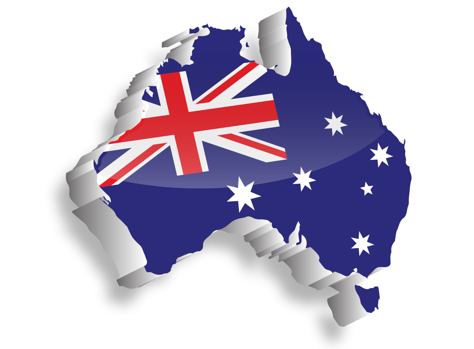 a map with the flag of australia