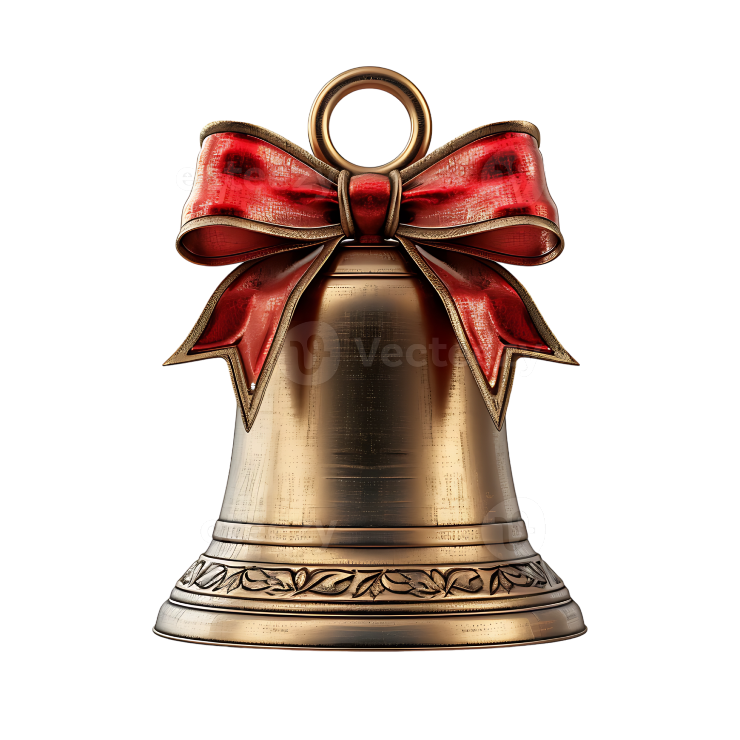 a bell with a red bow on it