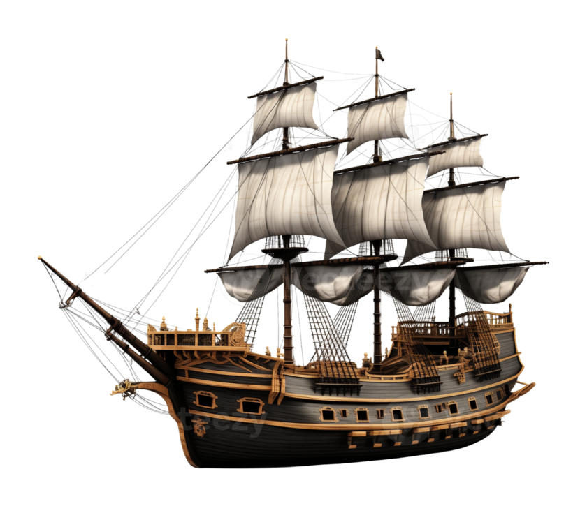 a pirate ship on a white background