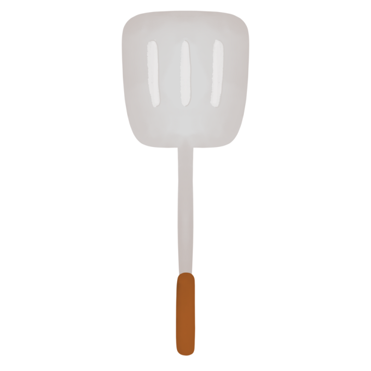 a white spat with a wooden handle