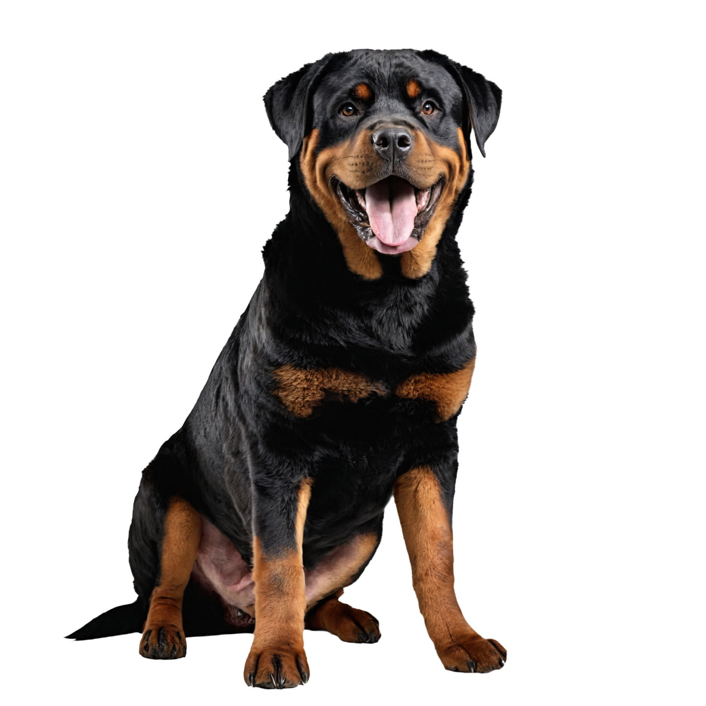 a large black and brown dog sitting down