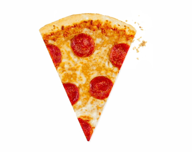 a slice of pizza on a white background