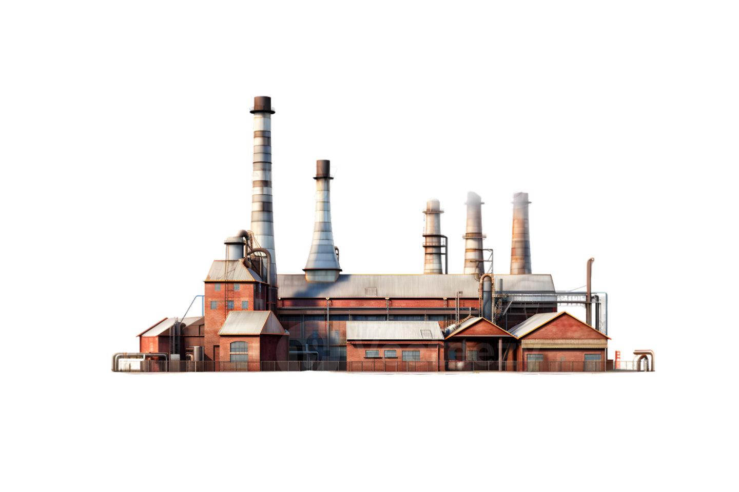 an image of a factory with smoke stacks