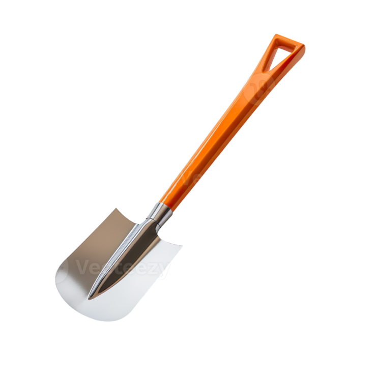 an orange shovel on a white background