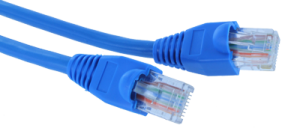 a pair of blue ethernet cable