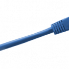 a blue ethernet cable on a white background