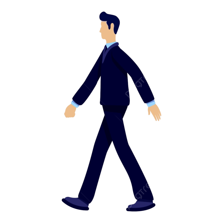 a man in a suit and tie walking