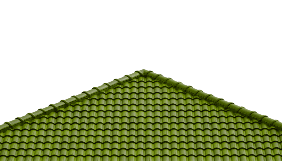 a green roof on a white background