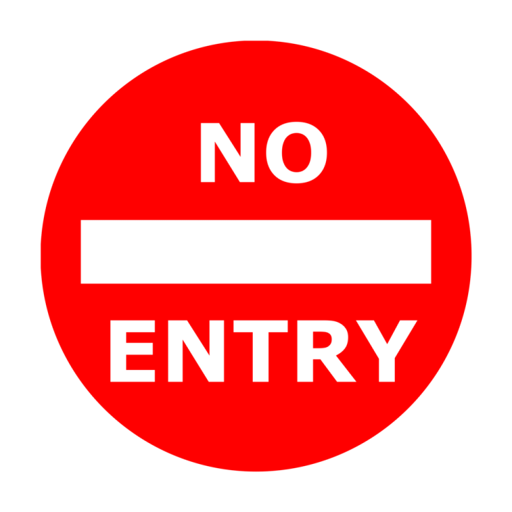 a red no entry sign on a white background