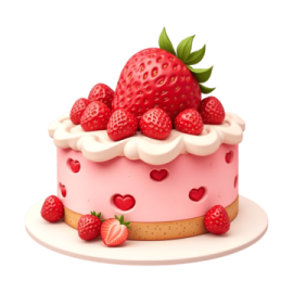 a pink cake with strawberries on top
