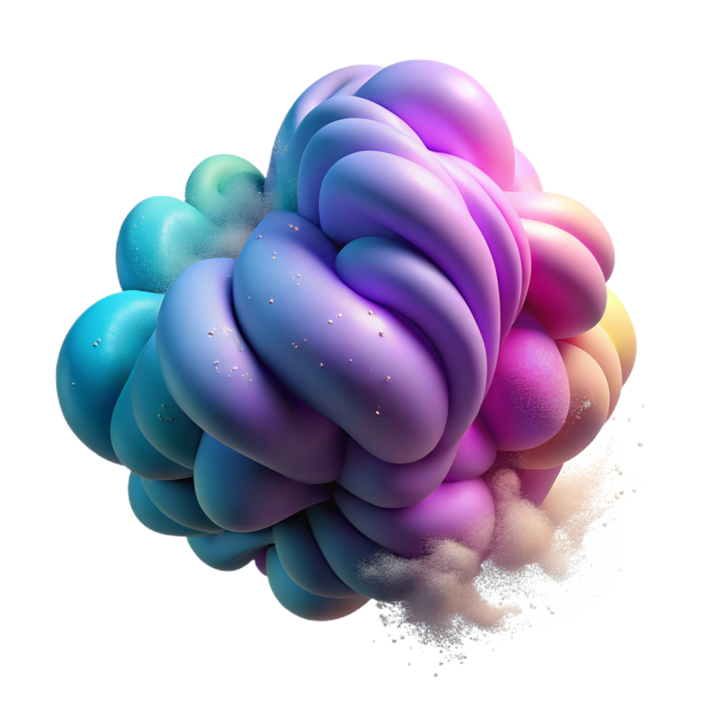 a pile of colored powder on white background