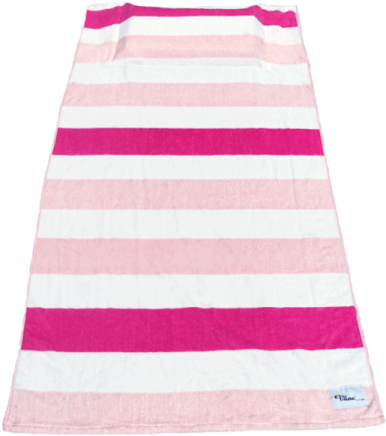 a pink and white striped towel on a white background