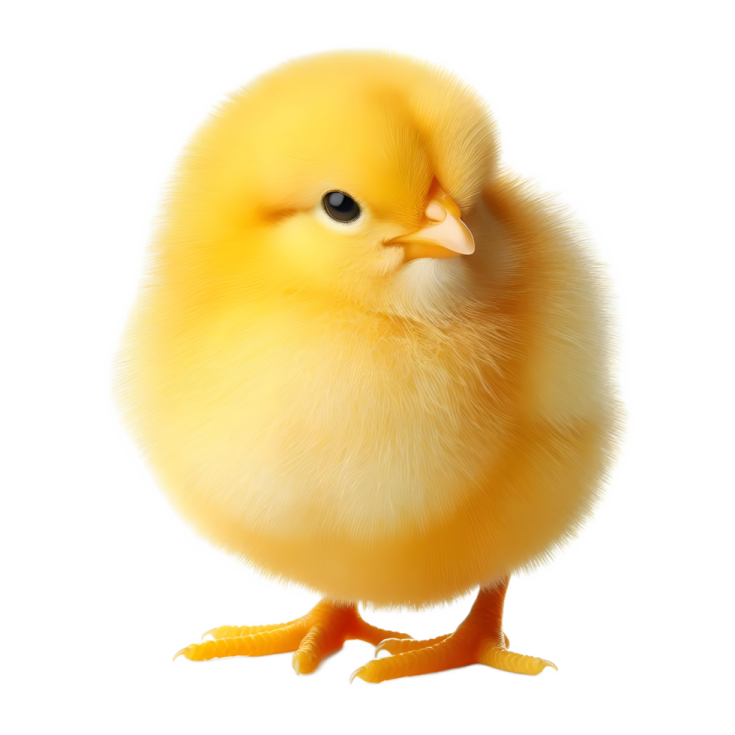 a small yellow chicken on a white background