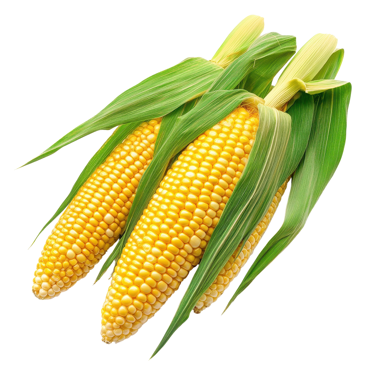 two ears of corn on white background