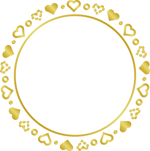 a gold frame with hearts and hearts around it