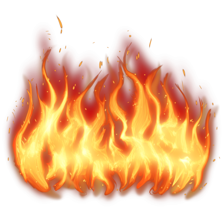 a burning fire on a white background