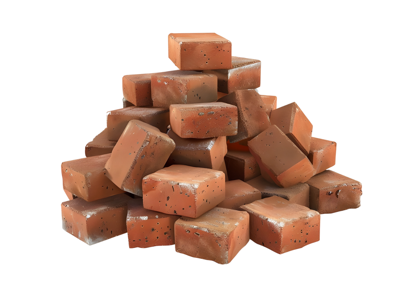 a pile of bricks on a white background