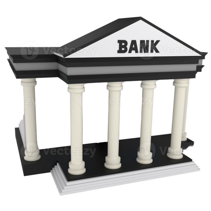a bank building on a white background