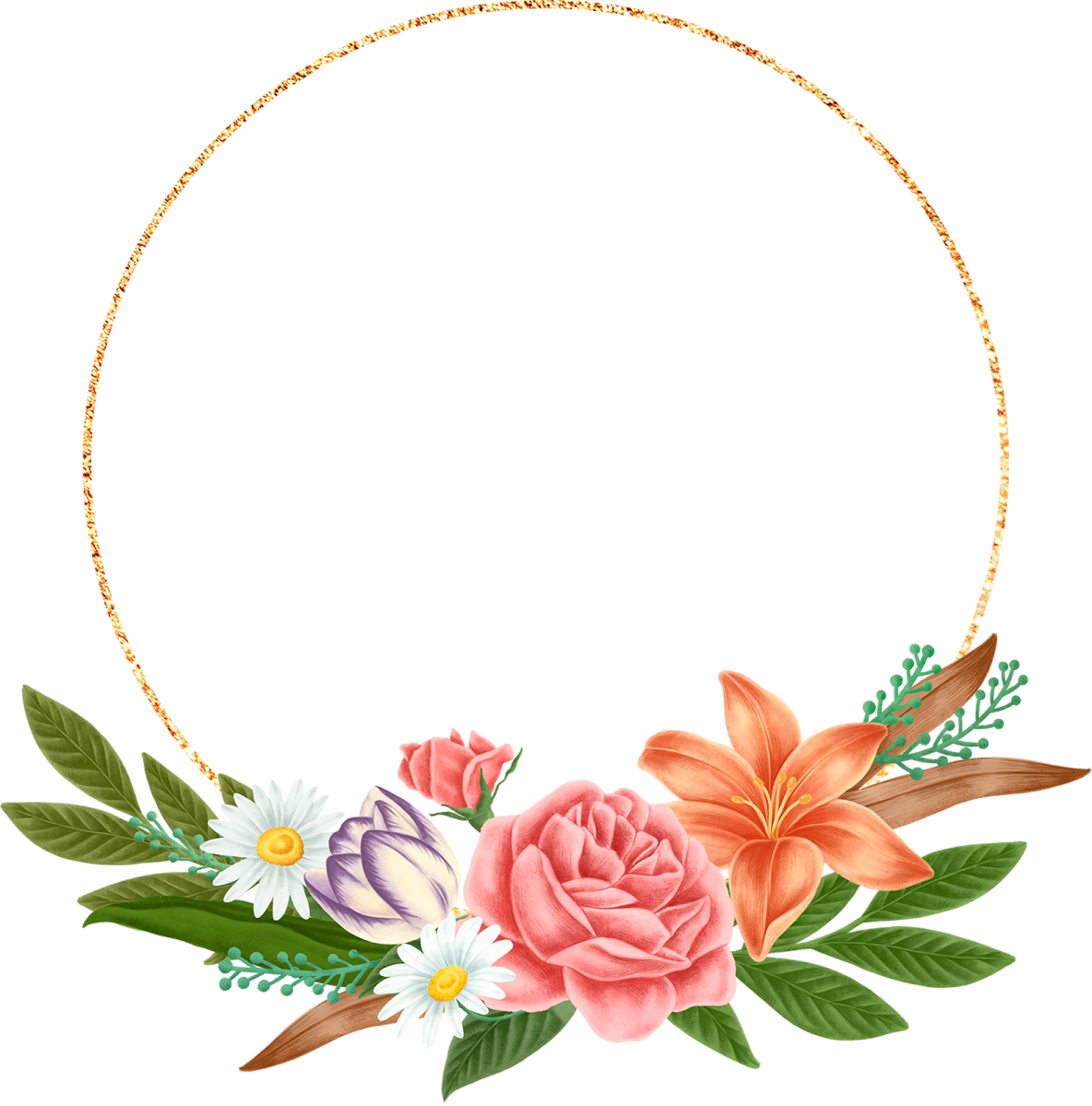 a wreath with flowers and leaves