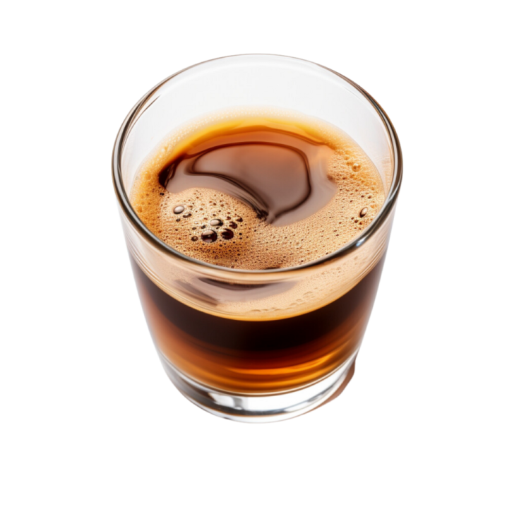 a glass of coffee on a white background