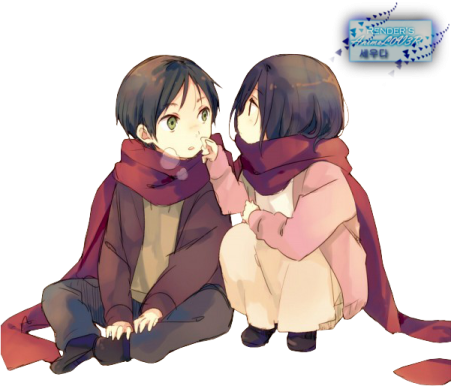 two anime characters sitting on the ground, one is kissing and the other is hugging