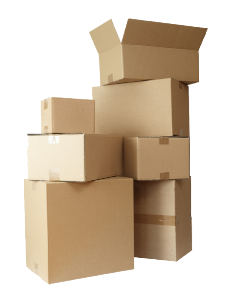 a pile of cardboard boxes