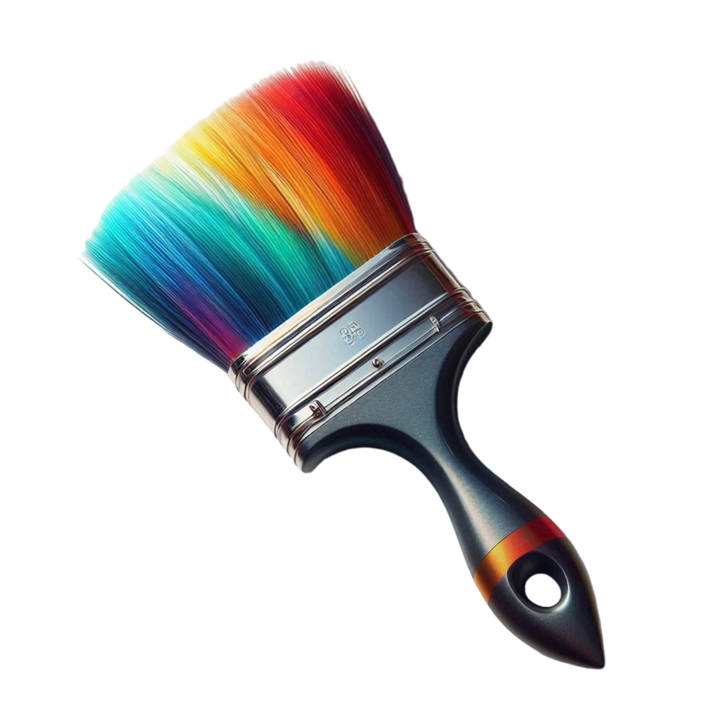 a paint brush with rainbow colored hair