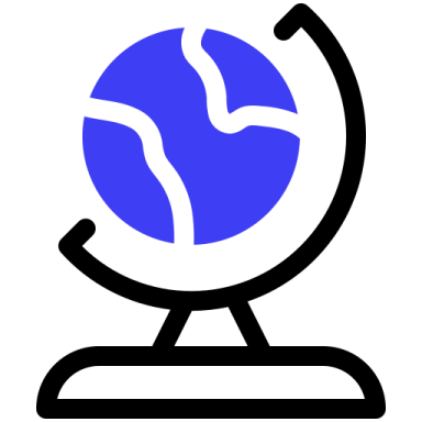a blue globe on a white background