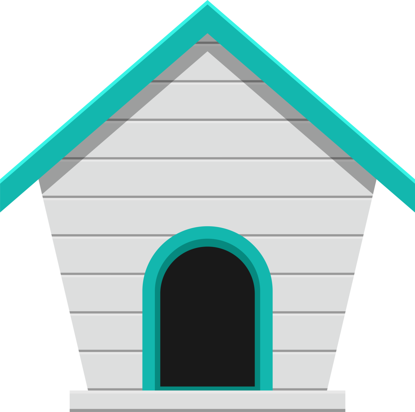 a dog house with a green roof