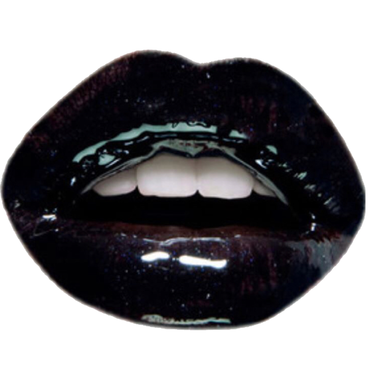 a close up of a black lip